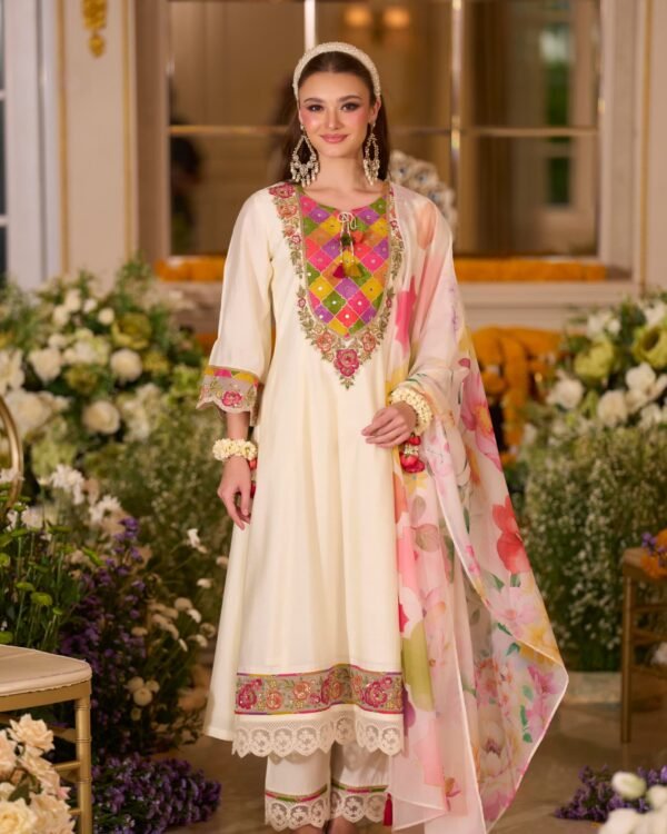 Mulchandri Cotton Embroidered Kali Style Suit Set – DES-1323